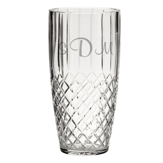 Crystal Linear Vase with Medallion Pattern
